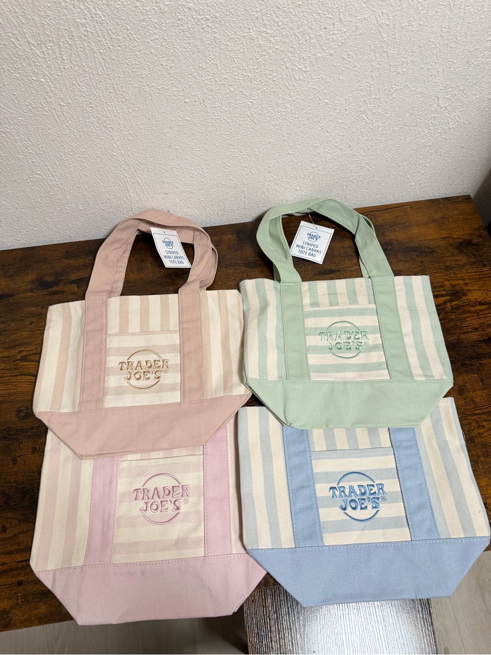 Trader Joe’s Mini Striped Tote Bags -New